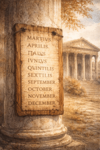 Ilustración de un calendario romano primitivo