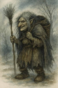 Representación artítica de Grýla, figura navideña oscura de Islandia