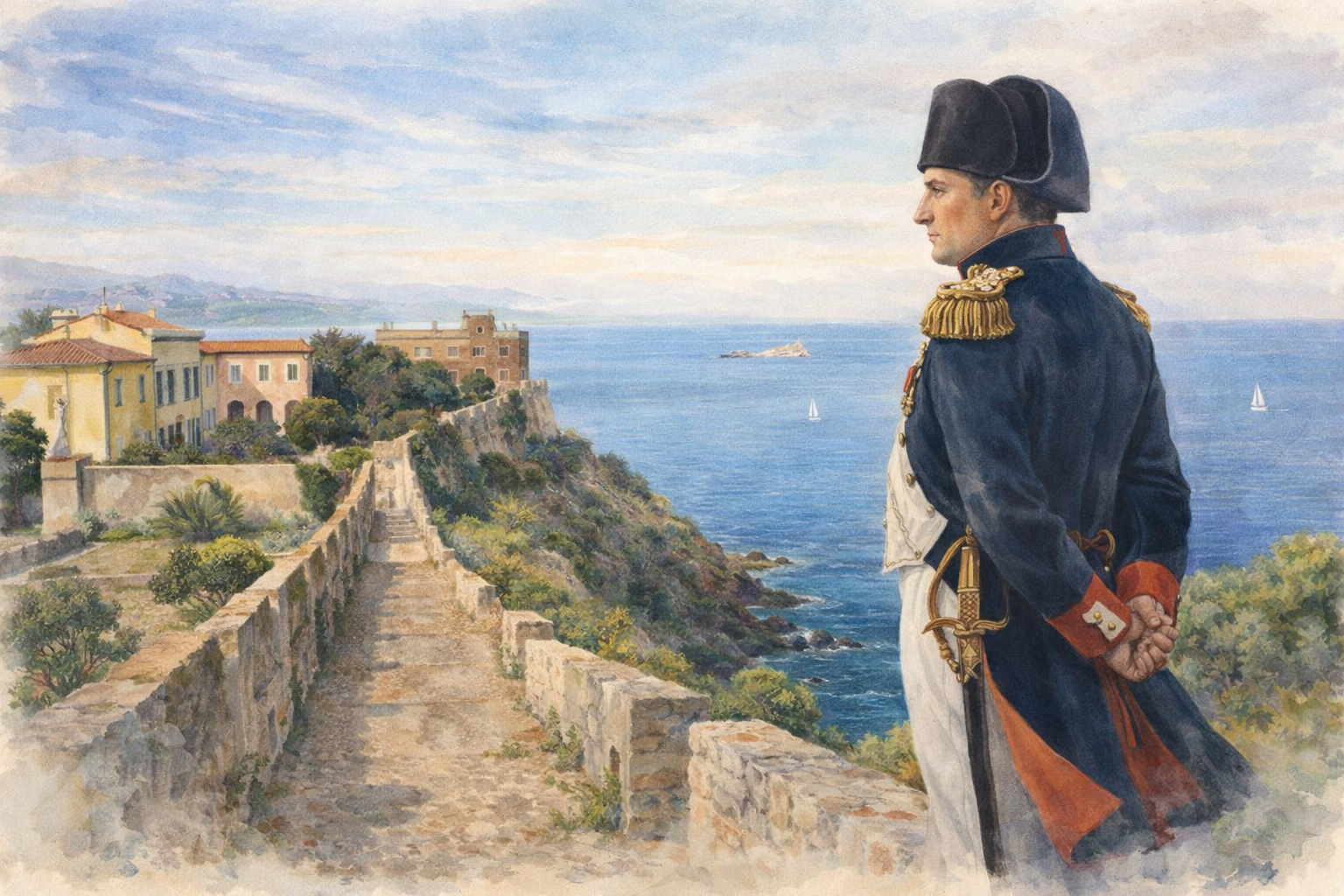 napoleón bonaparte durante su exilio en la isla de elba.