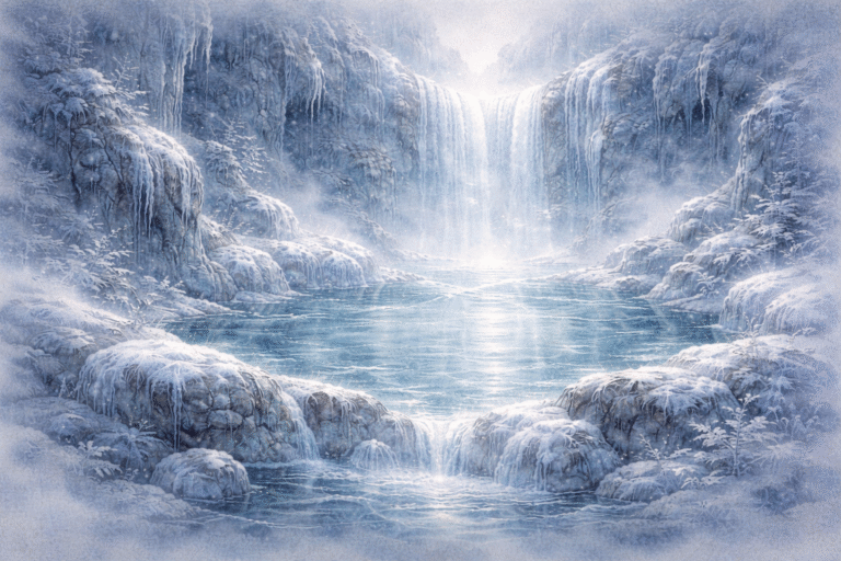 Hvergelmir, manantial primordial de Niflheim del que nacen los ríos cósmicos en la mitología nórdica