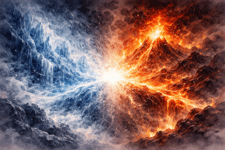 Muspelheim y Niflhein, fuego y hielo colisionando en la creación del cosmos en la mitología nórdica