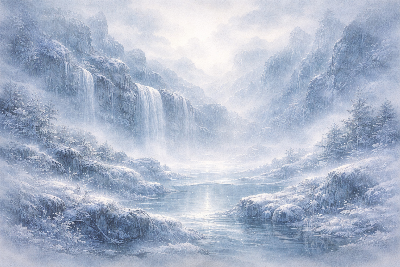 Paisaje helado que representa Niflheim, el mundo dell hielo y la niebla en la mitología nórdica