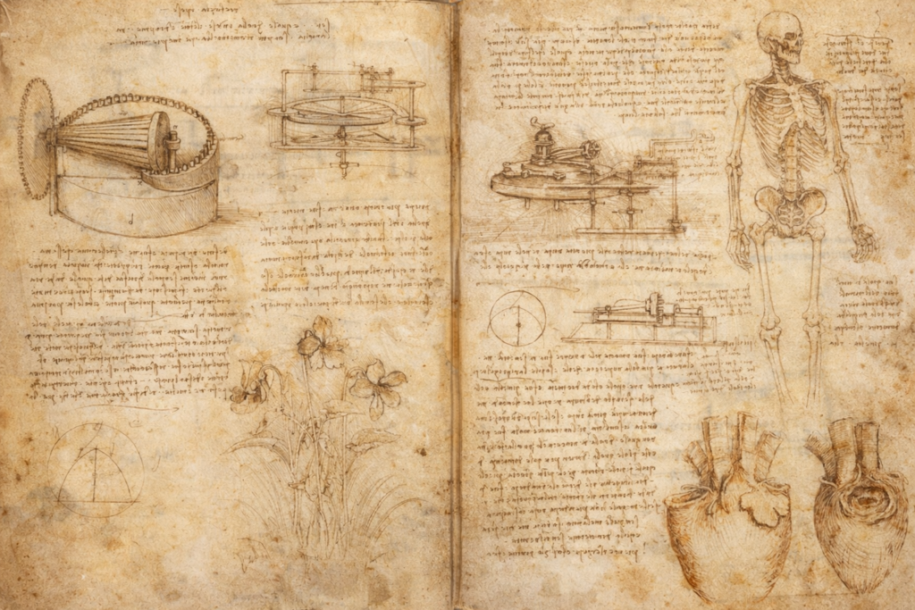 Bocetos de Leonardo da Vinci que combinan arte y ciencia