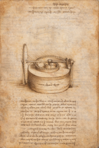 Cuaderno de Leonardo da Vinci con la escritura especular 