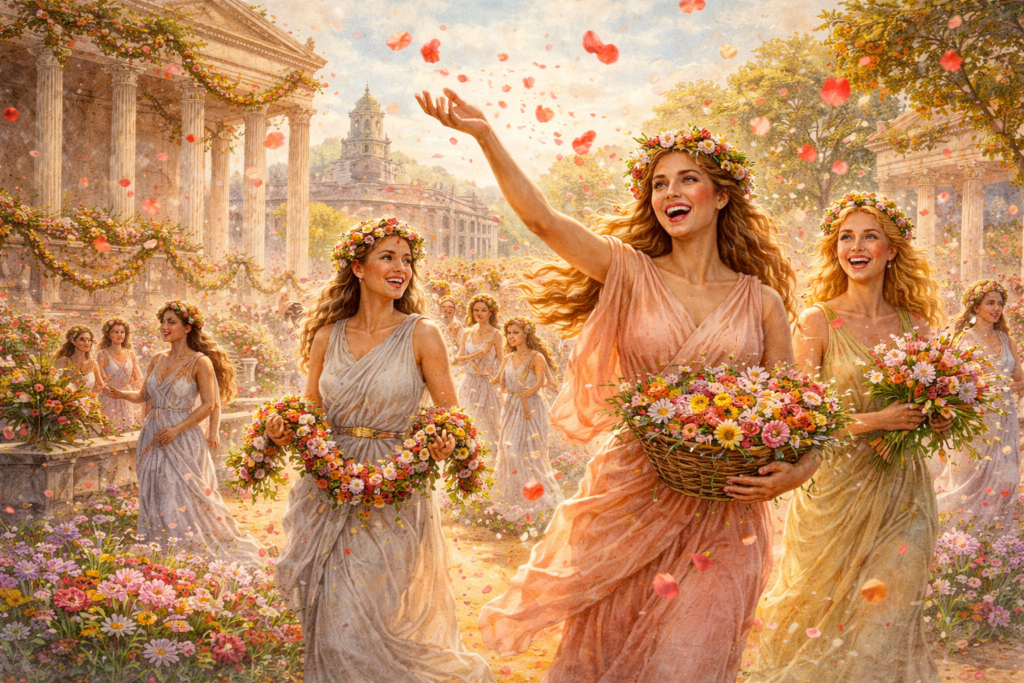 Floraria en la Antigua Roma, festival de flores y primavera dedicado a Flora