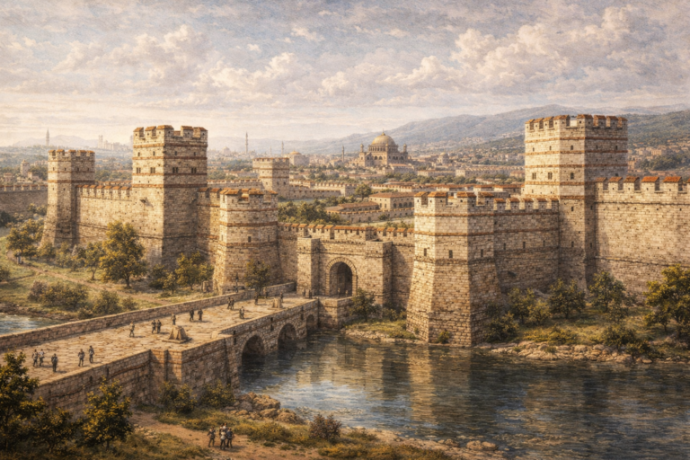 Murallas Teodosianas de Constantinopla con triple sistema defensivo y torres fortificadas
