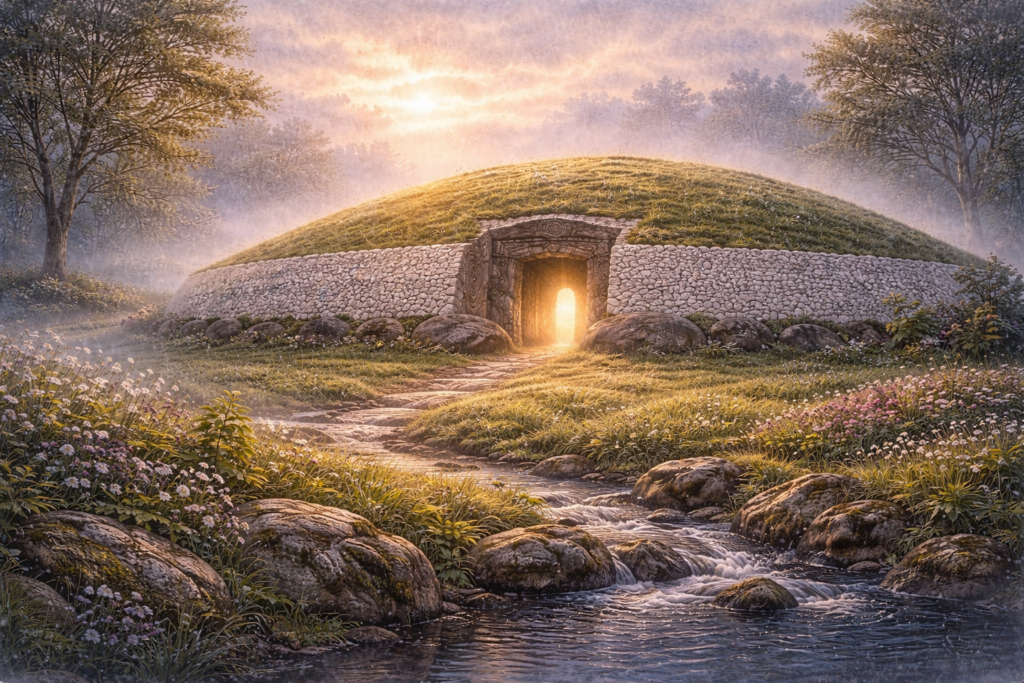 Newgrange, tumba megalítica de Irlanda asociada al Otro Mundo celta
