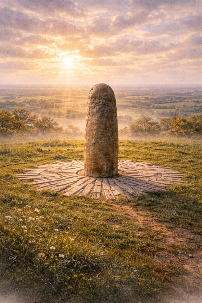 Lia Fáil o piedra del destino en Tara, asociada a los reyes de Irlanda