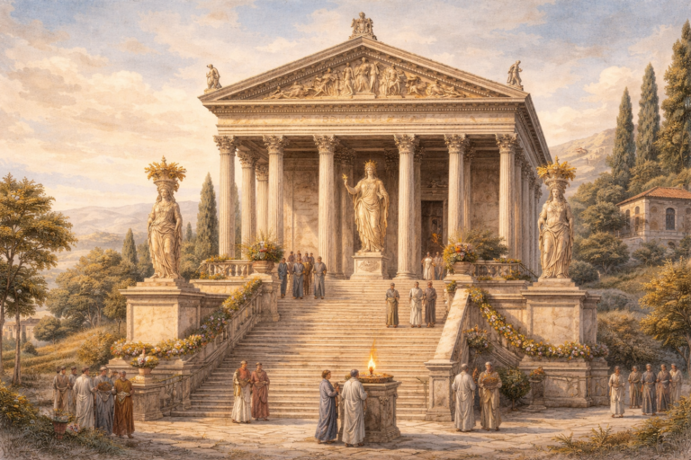 Ilustración del Templo dedicado a la diosa romana Ceres