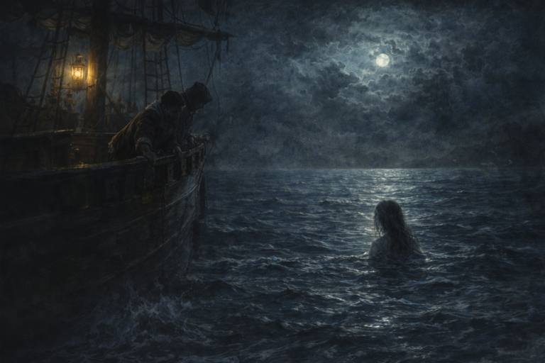 Representación de unos marineros con una sirena