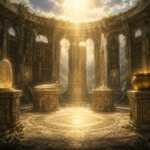 Los cuatro tesoros de los Tuatha Dé danann -la Lía Fáil, la espada de Nuada, la lanza de Lugh y el caldero del Dagda- origen del conocimiento sagrado de las cuatro legendarias ciudades.