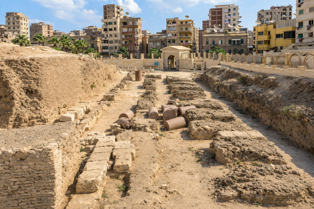 Ruinas del Serapeum en la actualidad. Formaba parte del conocimiento de la Biblioteca de ALejandría.