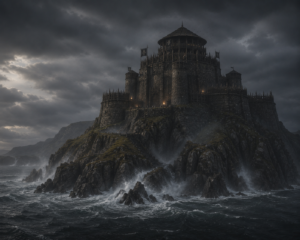 La legendaria Torre de Conand sobre los acantilados de la isla de Tory, centro del poder fomoriano.