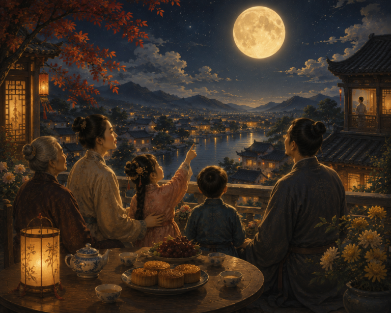 El Festival del Medio Otoño reúne a las familias para compartir los pasteles de luna, farolillos y leyendas como el Conejo de Jade y Chang'e.