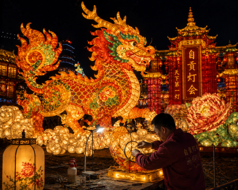Zigong, es conocida como la capital mundial de los faroles. Posee una de las tradiciones de fabricación más importantes de China.
