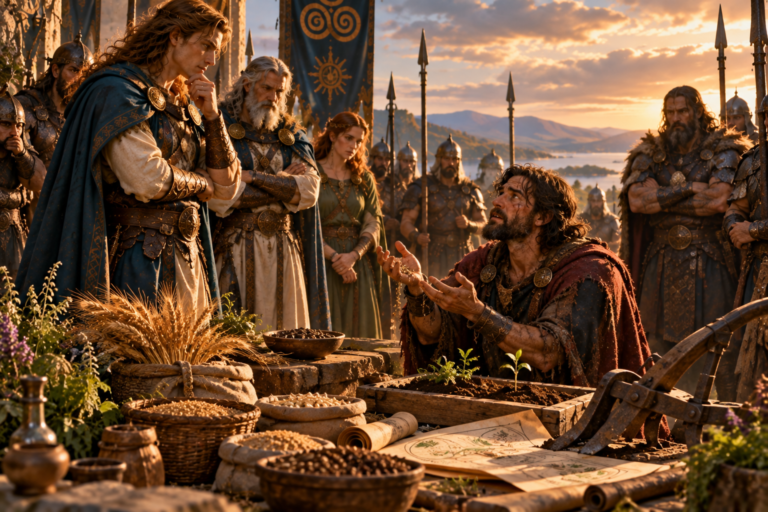 Tras de la derrota de los Fomorianos, Bres es capturado por los Tuatha Dé Danann, para salvar su vida ofrece sus conocimientos sobre agricultura, semillas y cosechas.