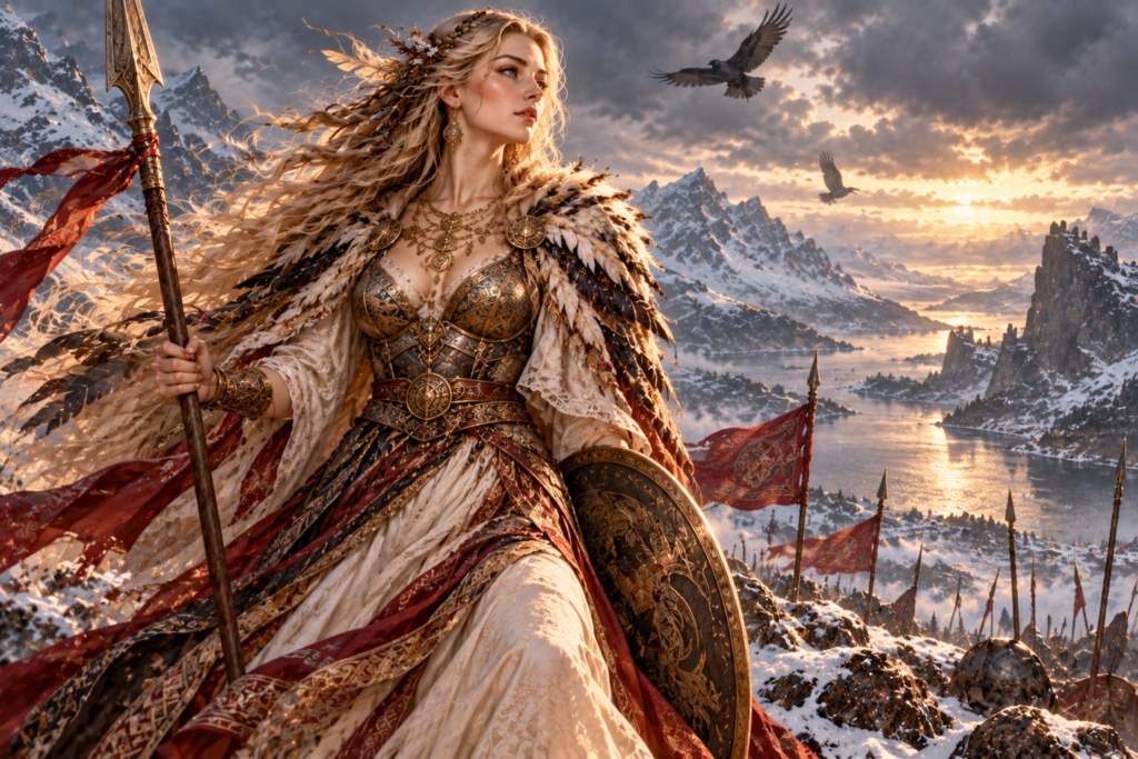 Freyja, la diosa nórdica asociada a la guerra y con el destino de los guerreros muertos en combate.