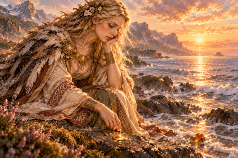 Las lágrimas de Freyja, al caer sobre la tierra se convertían en oro y cuando llegaban al mar en ámbar.