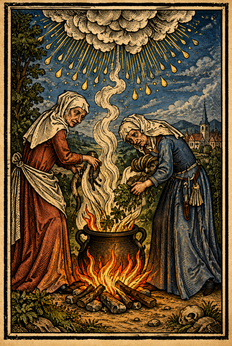 Ilustración de Ulrich Molitor, De lamiis et phithonicis mulieribus, 1489/1490.